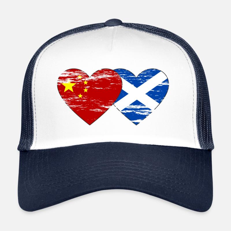 Schottland China Flagge Herz used Trucker Cap