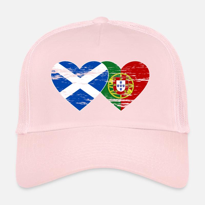 Ecosse Portugal Drapeau Coeur Utilisé Casquette trucker 