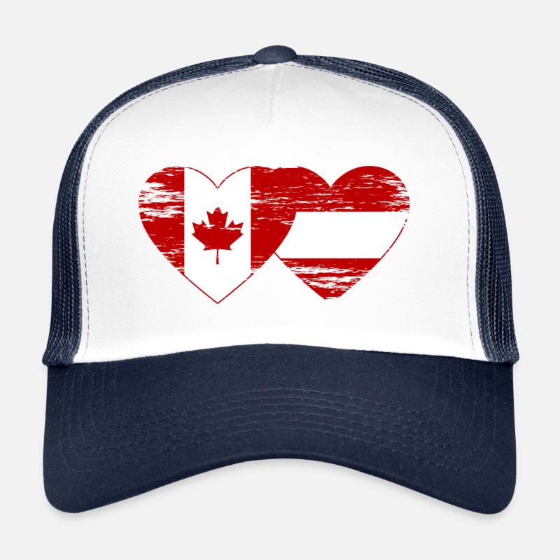 Coeur de drapeau Canada Autriche utilisé Casquette trucker 