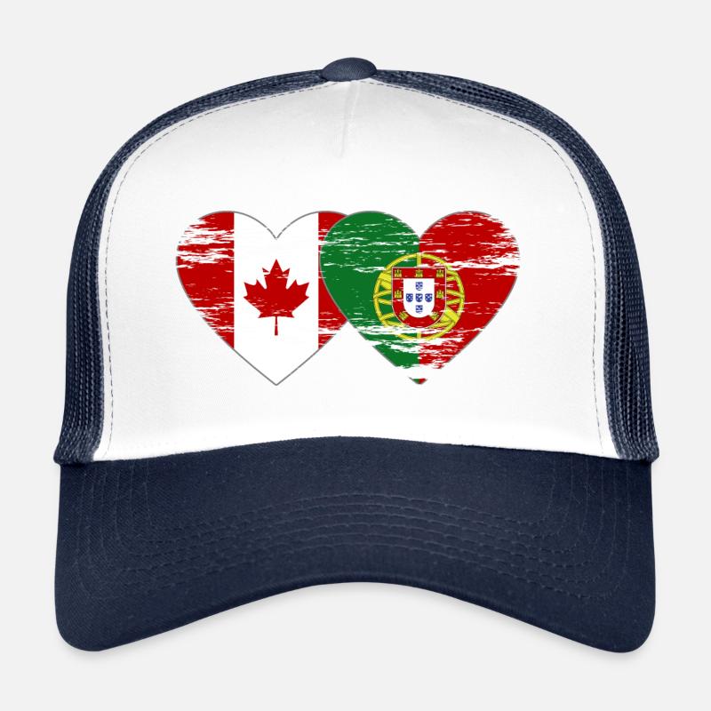 Coeur de drapeau du Canada Portugal utilisé Casquette trucker 