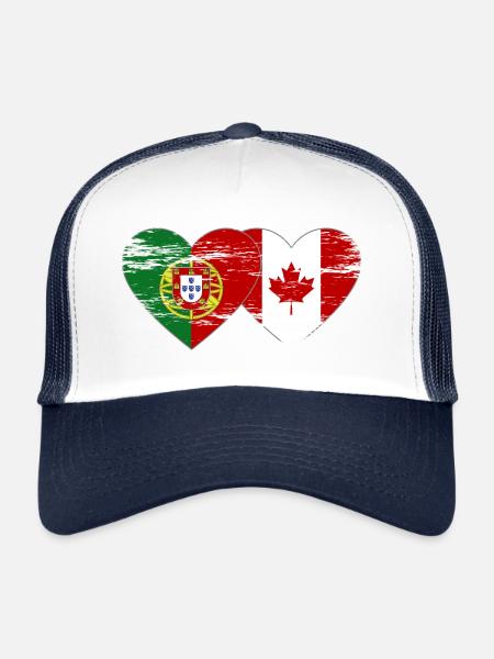 Coeur de drapeau du Portugal Canada utilisé - Casquette trucker  - blanc/marine