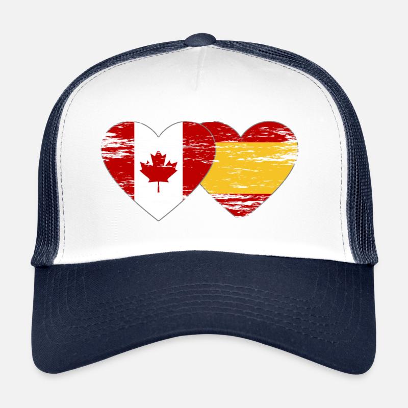 Coeur de drapeau Canada Espagne utilisé Casquette trucker 