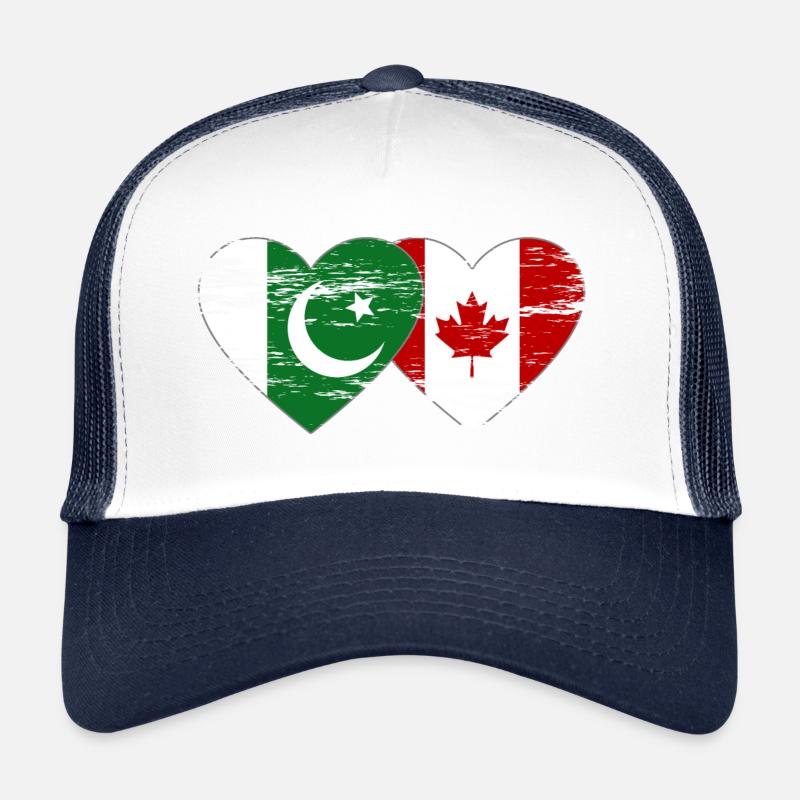 Coeur de drapeau du Pakistan Canada utilisé Casquette trucker 