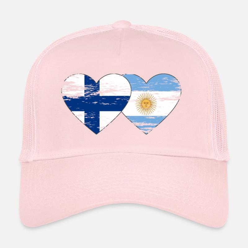 Finland Argentina Flag Heart Used Trucker Cap
