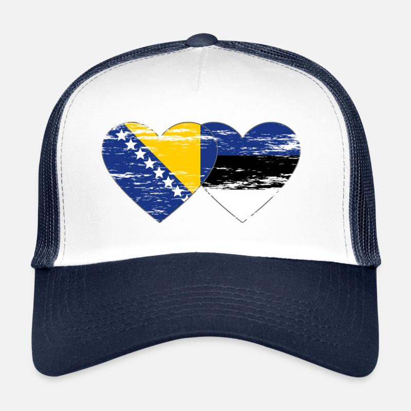 Bosnie Estonie drapeau coeur utilisé Casquette trucker 