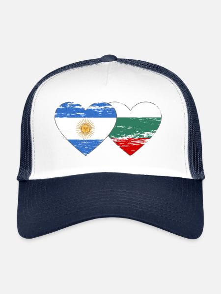 Argentine Bulgarie Drapeau Coeur Utilisé - Casquette trucker  - blanc/marine - Devant