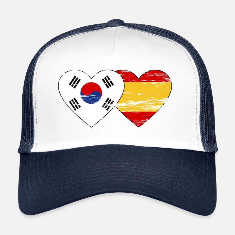 Südkorea Spanien Flagge Herz used Trucker Cap