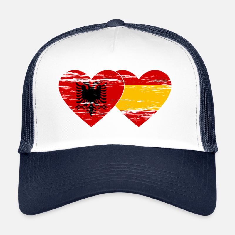 Albanien Spanien Flagge Herz used Trucker Cap