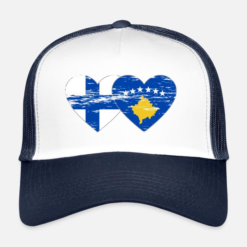 Finlande Kosovo drapeau coeur utilisé Casquette trucker 