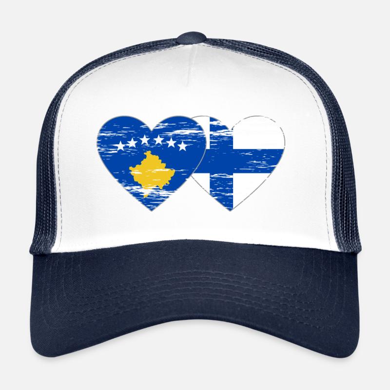 Kosovo Finlande drapeau coeur utilisé Casquette trucker 