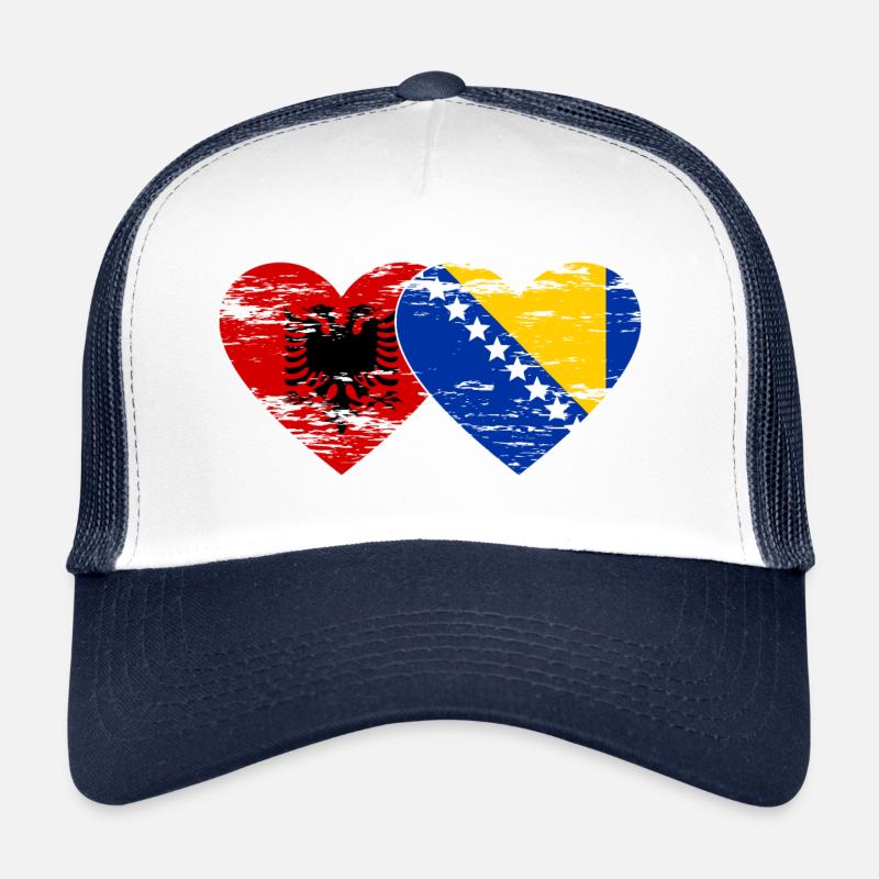 Albanie Bosnie drapeau coeur utilisé Casquette trucker 