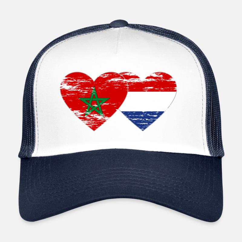 Maroc Hollande drapeau coeur utilisé Casquette trucker 
