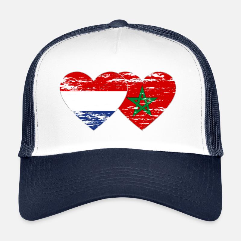 Hollande Maroc drapeau coeur utilisé Casquette trucker 