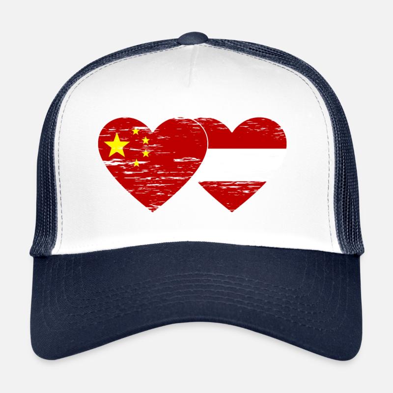 China Austria Flag Heart Used Trucker Cap