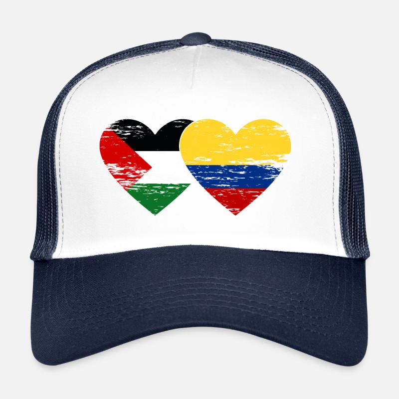 Coeur de drapeau de la Palestine Colombie utilisé Casquette trucker 