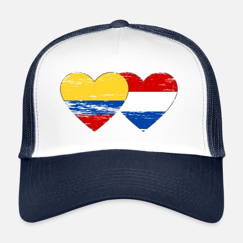 Colombie Hollande drapeau coeur utilisé Casquette trucker 