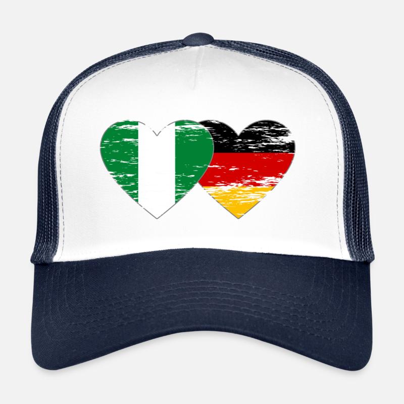 Drapeau Nigeria Allemagne coeur utilisé Casquette trucker 