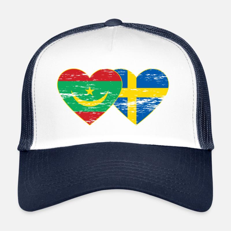 Mauritanie Suède Drapeau Coeur utilisé Casquette trucker 