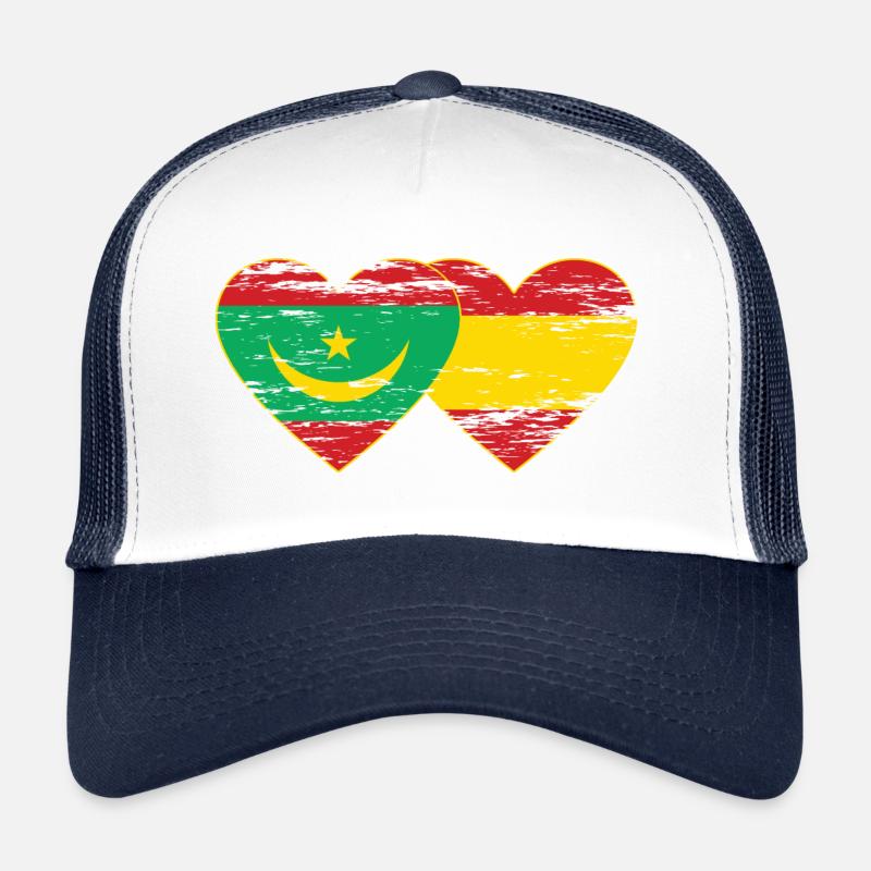 Mauritanie Espagne drapeau coeur utilisé Casquette trucker 