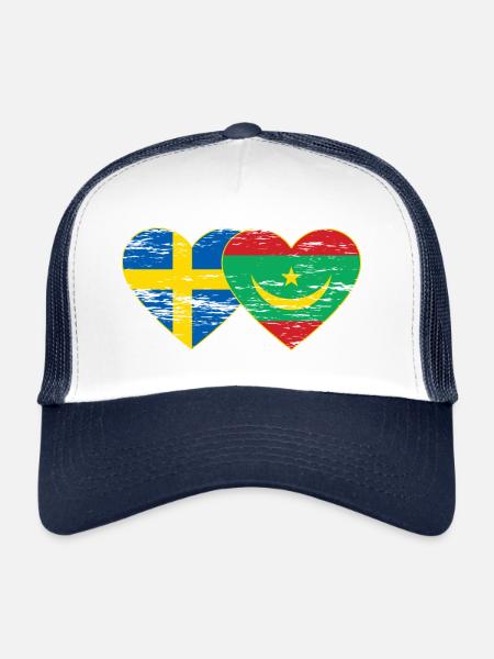 Suède Mauritanie Drapeau Coeur Utilisé - Casquette trucker  - blanc/marine - Devant