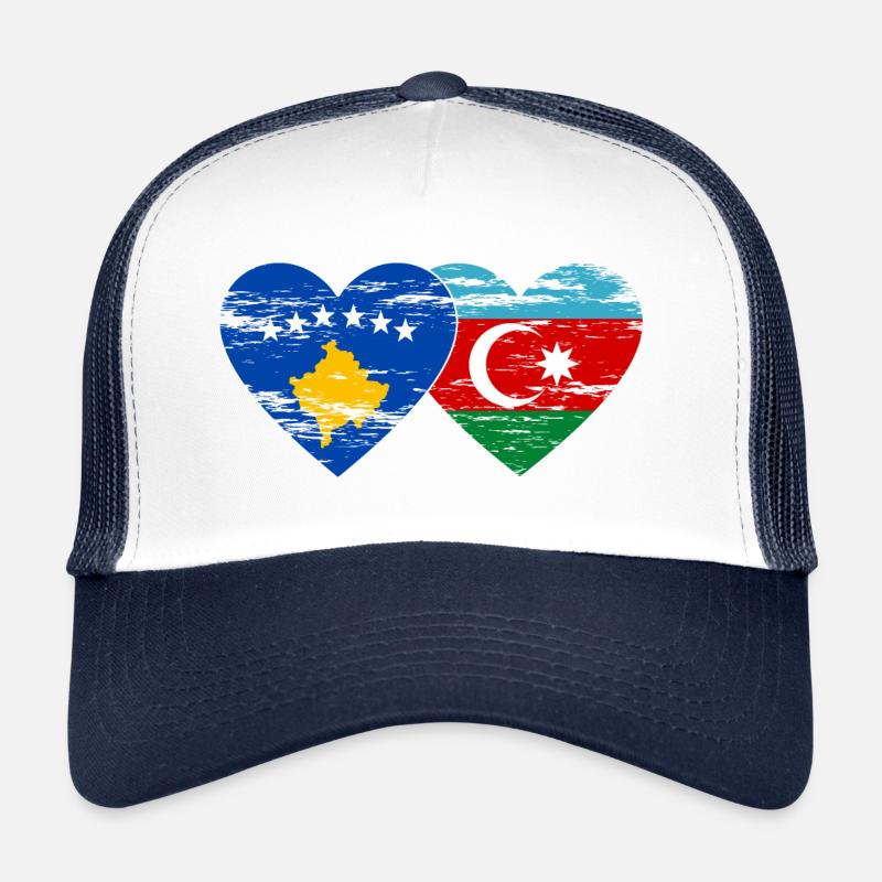 Kosovo Azerbaïdjan Drapeau Coeur utilisé Casquette trucker 