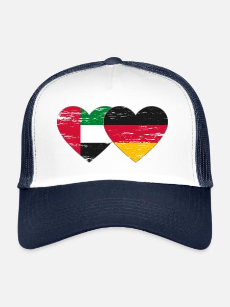 Émirats arabes unis Allemagne Cœur - Casquette trucker  - blanc/marine - Devant