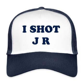 I shot J R Parody shirt - Trucker Cap - white/navy - Front