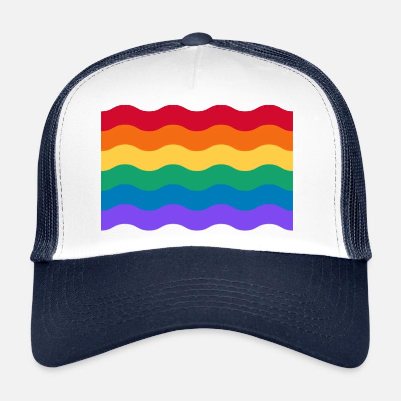 Drapeau ondulé de la fierté gaie arc-en-ciel Casquette trucker 