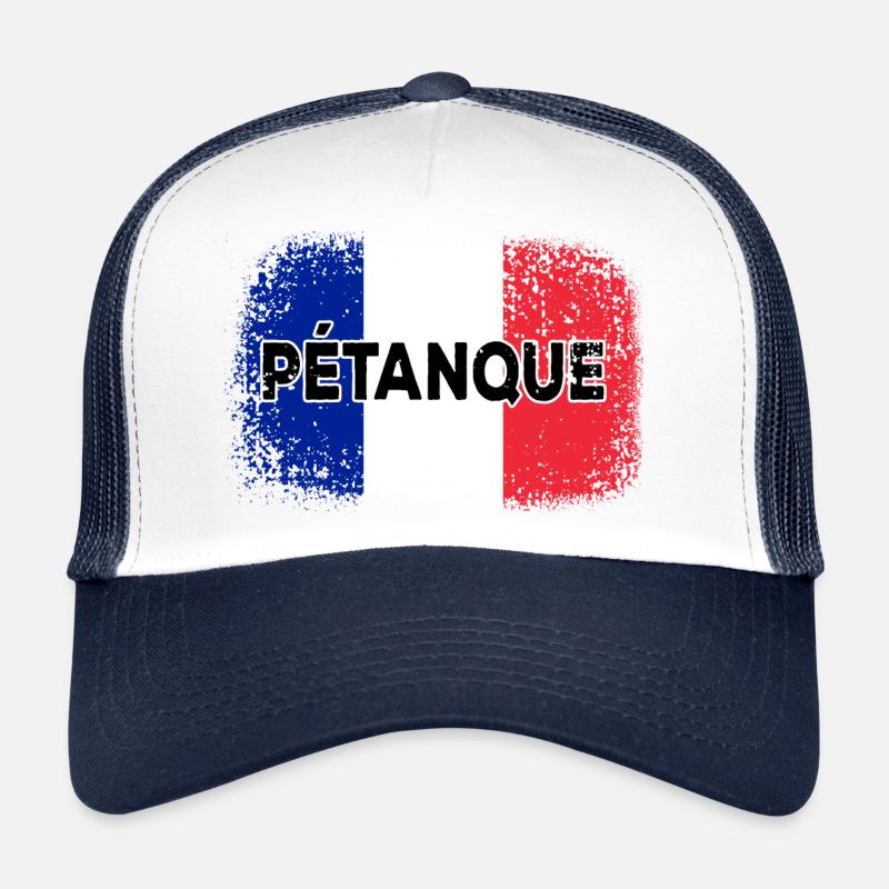 Petanque French Flag Boule Player Flag - Trucker Cap - white/navy