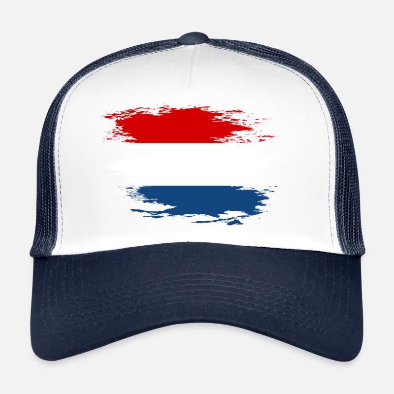 Drapeau hollandais utilisé design - Casquette trucker - blanc/marine