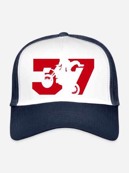 Moto 37 motard - Casquette trucker  - blanc/marine - Devant