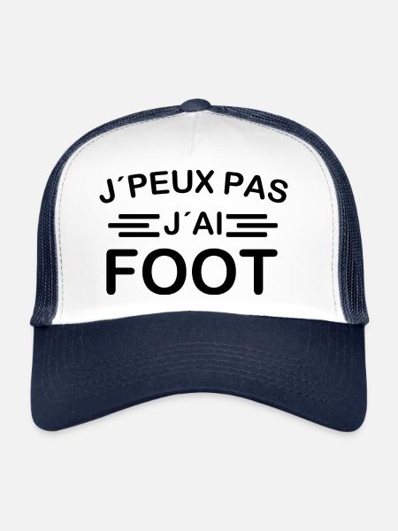 je peux pas j, ai foot cadeau humour france euro - Casquette trucker  - blanc/marine - Devant