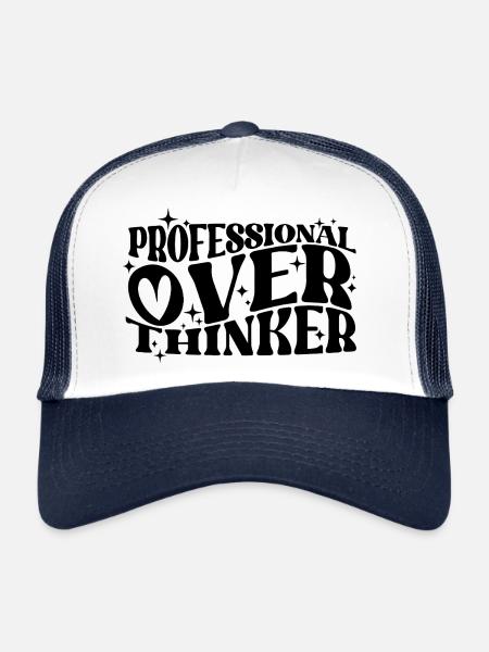 Professionnel Penseur Plein d’ Typographie Humour - Casquette trucker  - blanc/marine - Devant