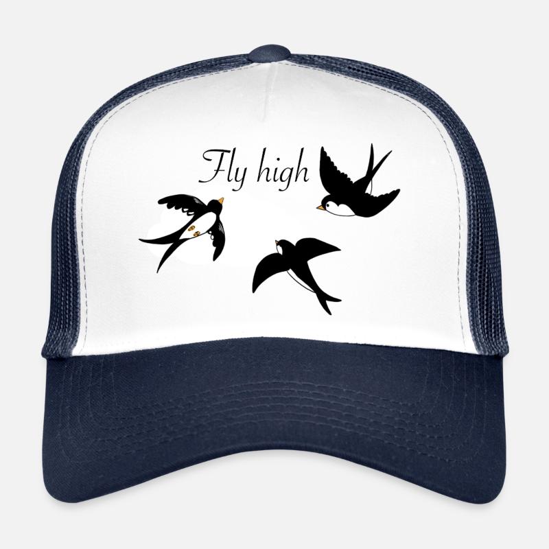 Stylish swallows in flight with cloud - Trucker Cap - white/navy