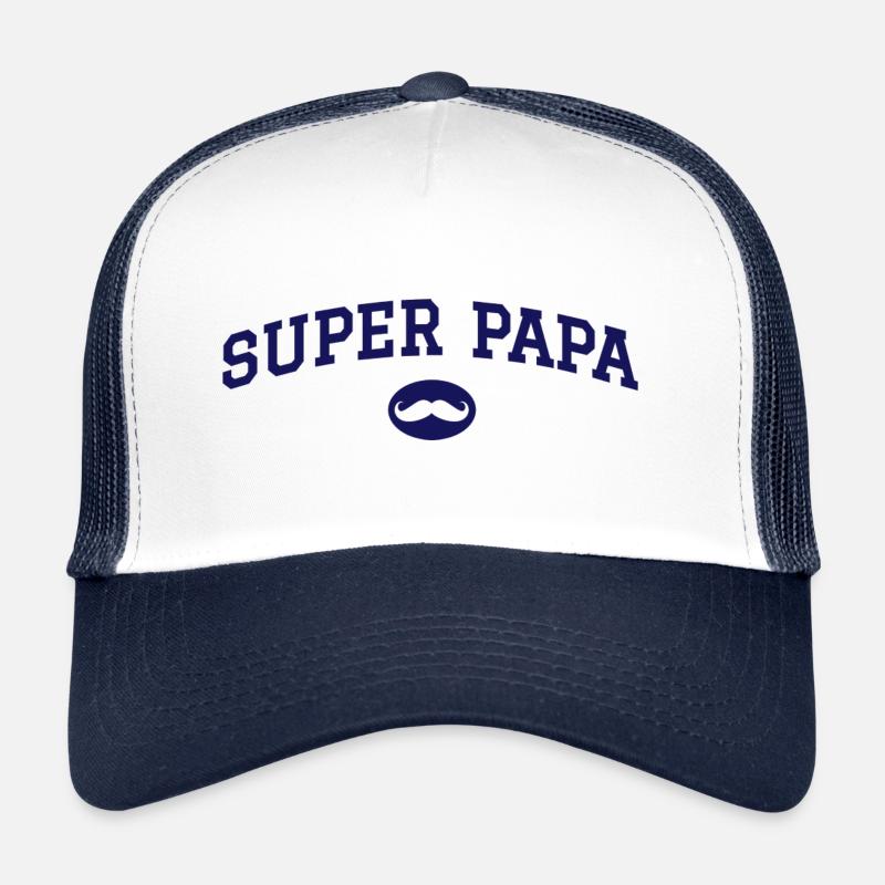 Super papa moustache - Casquette trucker - blanc/marine