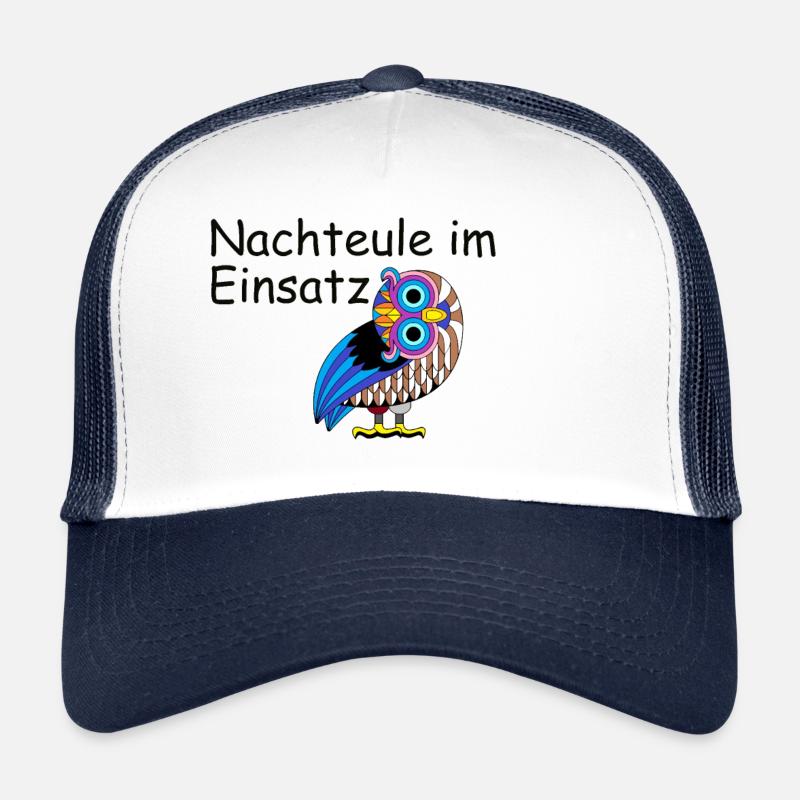 Nachteule im Einsatz - Trucker Cap - Weiß/Navy