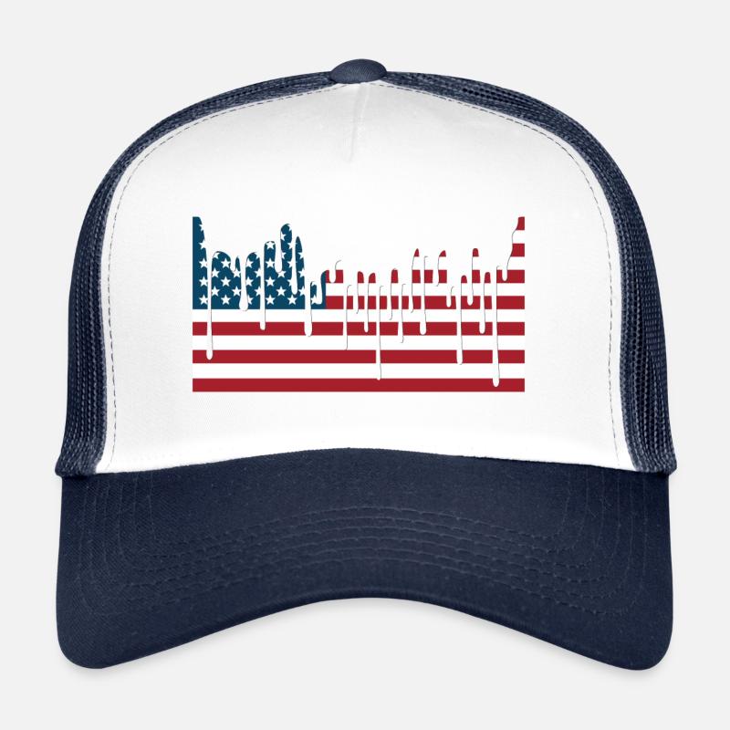 USA-FLAGGE T-Shirts - Trucker Cap - Weiß/Navy