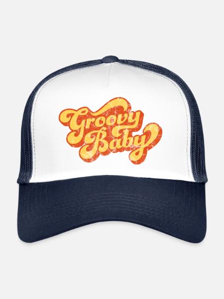 Groovy Baby - Vintage Style Design - Trucker Cap - white/navy - Front