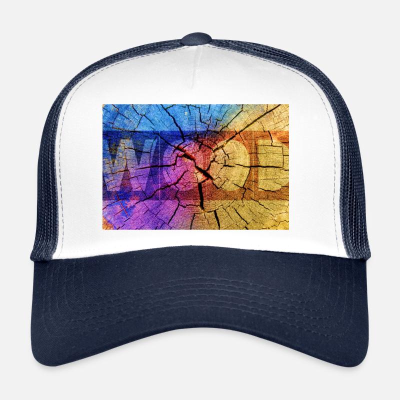 Holz - Bois - Baum - Coloré - Casquette trucker  - blanc/marine