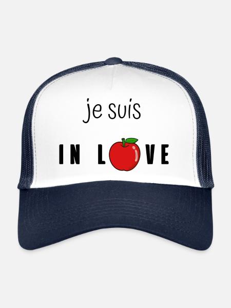 Je suis in love - Casquette trucker  - blanc/marine - Devant