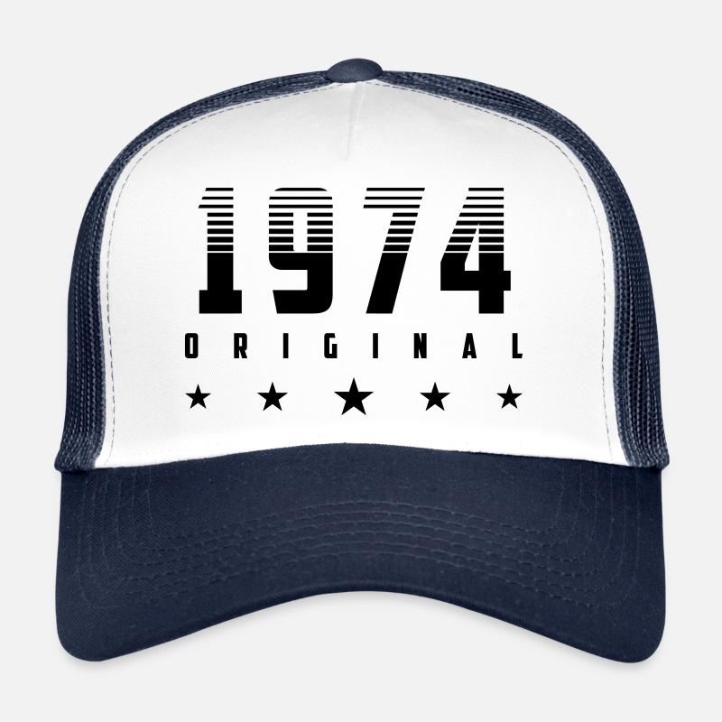 Farbe änderbar | Original 1974 Geburtsjahr - Trucker Cap - Weiß/Navy