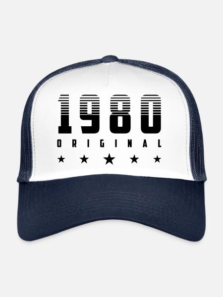 Original 1980 Année de naissance | Couleur modifiable - Casquette trucker  - blanc/marine - Devant