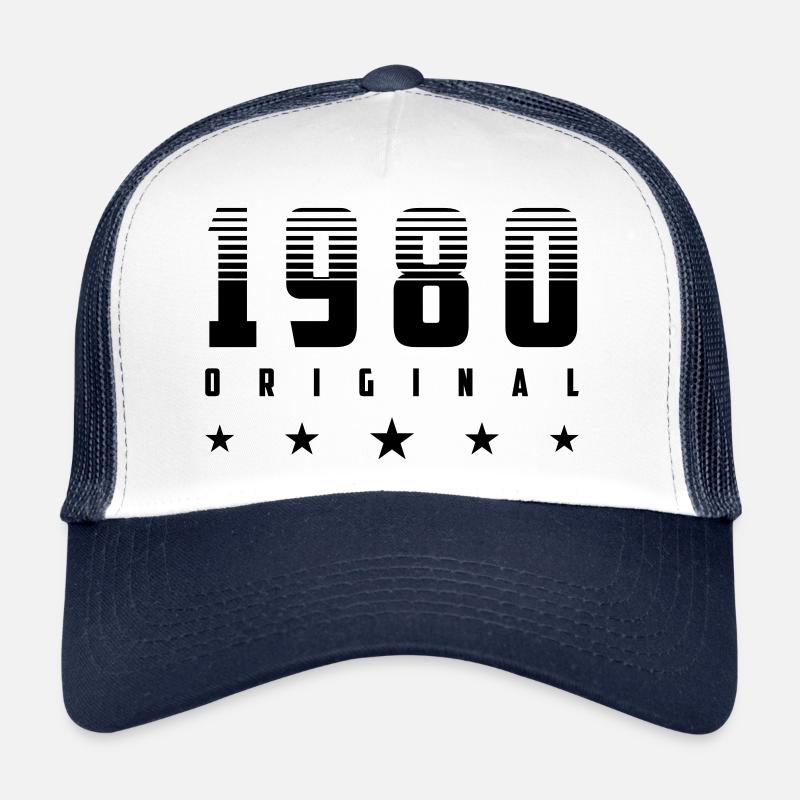 Original 1980 Geburtsjahr | Farbe änderbar - Trucker Cap - Weiß/Navy