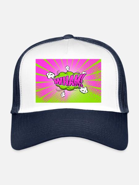Wham! Comic Style Bubble Graffiti Lettering - Trucker Cap - white/navy - Front