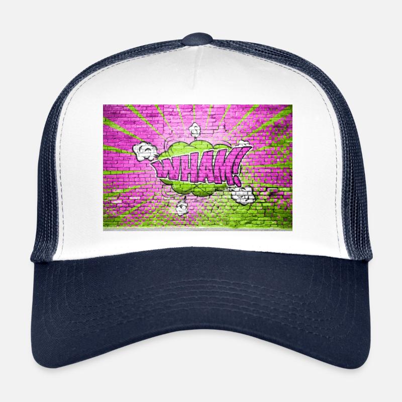 Schlag! Comic Style Bubble Graffiti Schriftzug auf Bri - Trucker Cap - Weiß/Navy