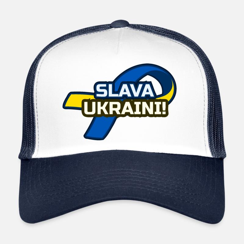 Soutien à l’Ukraine : Ruban Slava Ukraini Casquette trucker 