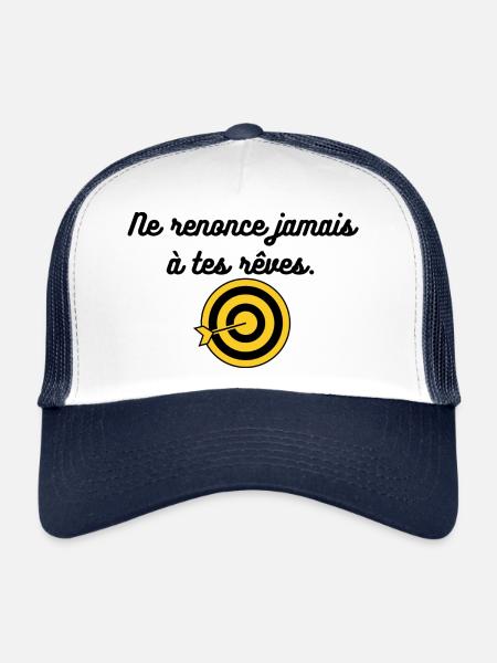Ne renonce jamais à tes rêves - Casquette trucker  - blanc/marine - Devant