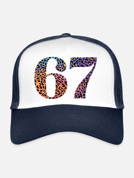 67e anniversaire léopard - Casquette trucker  - blanc/marine - Devant