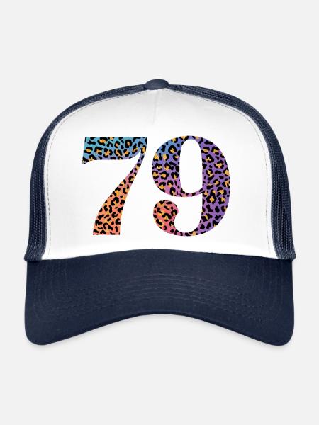 79th Birthday Leopard - Trucker Cap - white/navy - Front