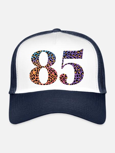 85e anniversaire léopard - Casquette trucker  - blanc/marine - Devant